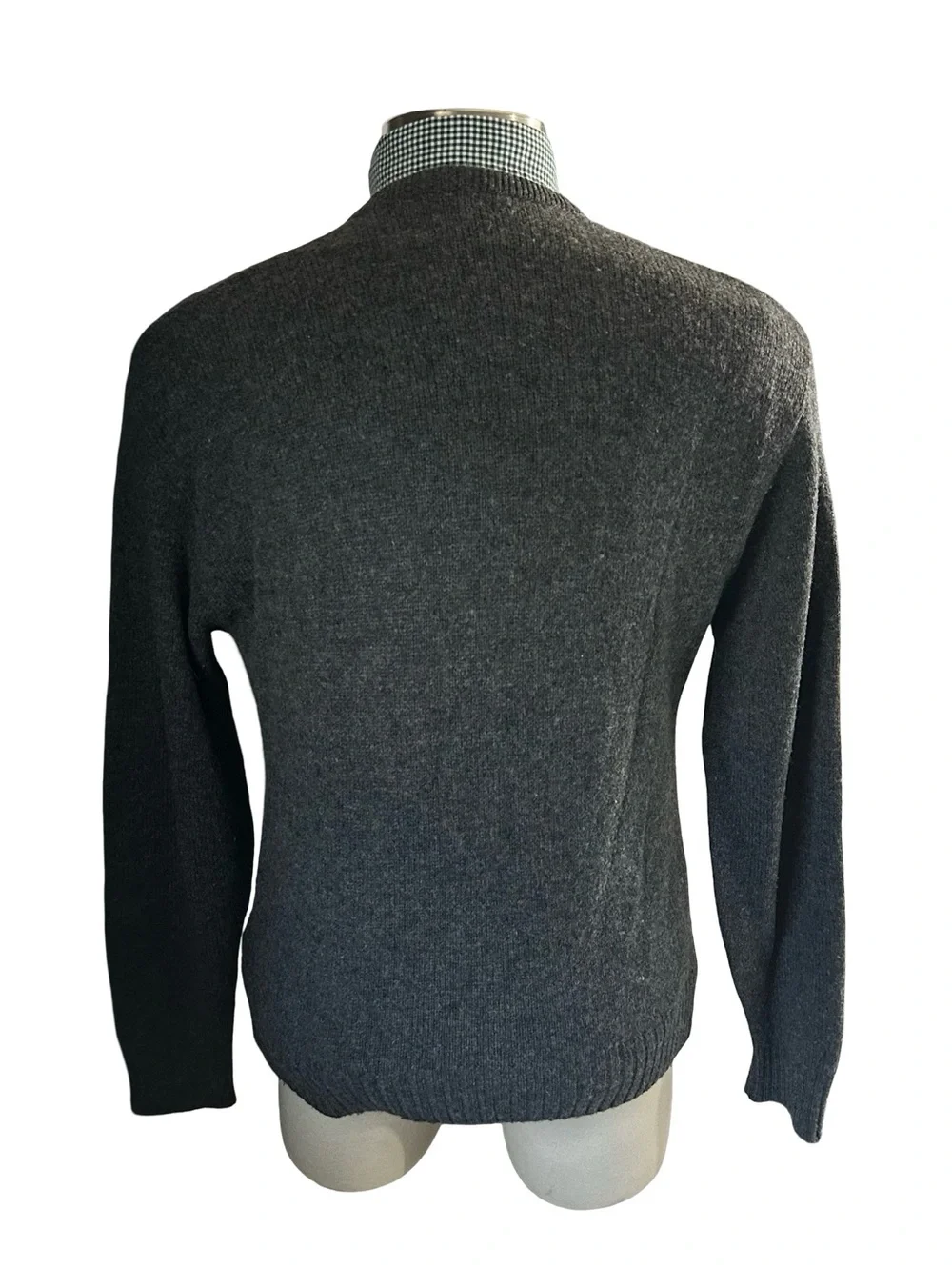 Vtg Jantzen Gray Heathered V-Neck Knit Pullover Sweater Men Sz L Made In USA